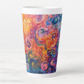 渦巻サイケデリックき油塗装 カフェラテマグ (正面)