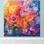 渦巻サイケデリックき油塗装 キャンバスプリント (インサイチュ (ウッドフロア))