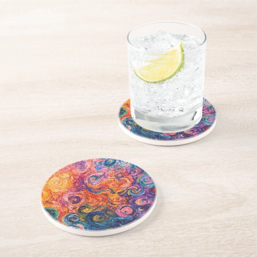渦巻サイケデリックき油塗装 コースター (側面)