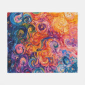 渦巻サイケデリックき油塗装 フリースブランケット (正面(横))