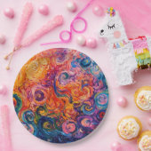 渦巻サイケデリックき油塗装 ペーパープレート (パーティー)