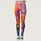 渦巻サイケデリックき油塗装 レギンス (正面)