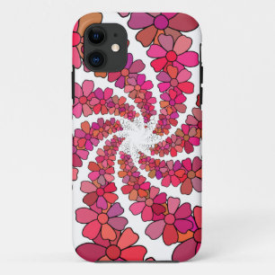 渦巻サイケデリックき花フローラレトロなグルービー iPhone 11 ケース