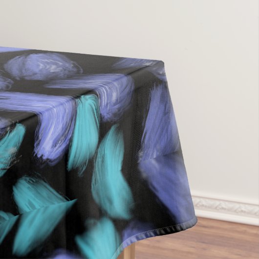 渦巻パーソナライズされたきティール(緑がかった色)と青花びら テーブルクロス (インサイチュ)