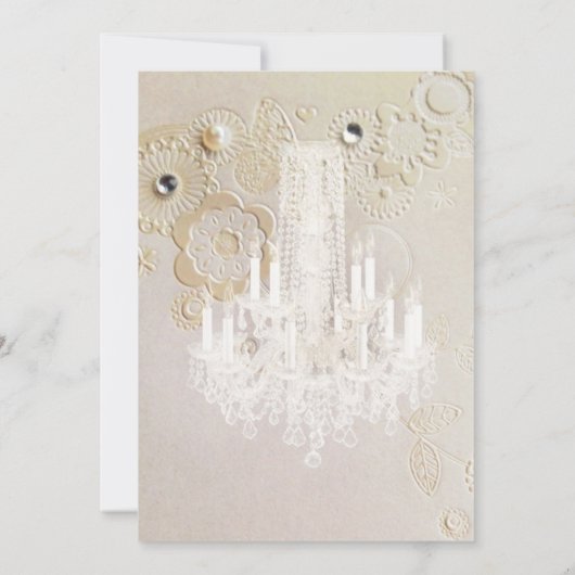 渦巻フォーマルエレガントき旋回シャンデリアのヴィンテージ結婚式 招待状 (裏面)