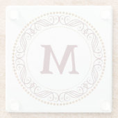 渦巻フレームの赤のモノグラム ガラスコースター (裏面)