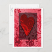 渦巻及びハートのバレンタイン シーズンポストカード (正面/裏面)