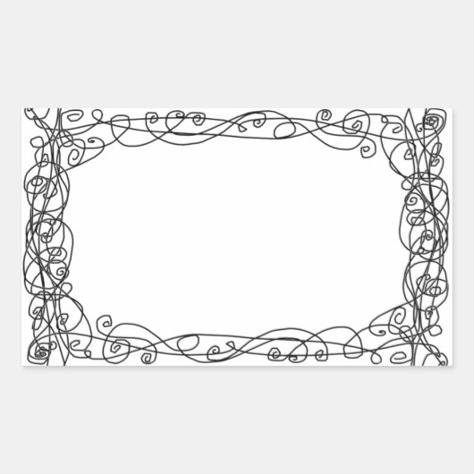 渦巻形のつる植物ステッカー蔵書票 長方形シール (正面)