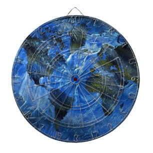 渦巻形ので青いArylicの世界地図 ダーツボード