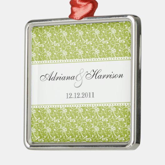 渦巻形のなつる植物のダマスク織の結婚式のオーナメント メタルオーナメント (左)