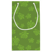 渦巻形のなカメの緑パターン スモールペーパーバッグ (裏面)