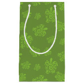 渦巻形のなカメの緑パターン スモールペーパーバッグ (正面)