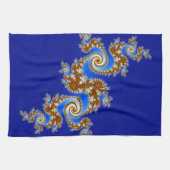 渦巻形のなフラクタル茶色がかった鋼色 キッチンタオル (横)