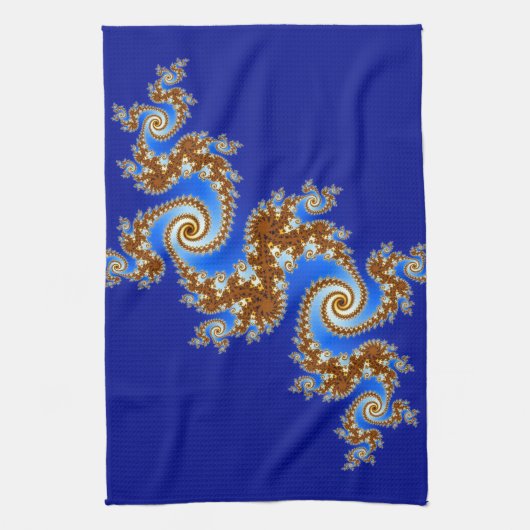 渦巻形のなフラクタル茶色がかった鋼色 キッチンタオル (縦)