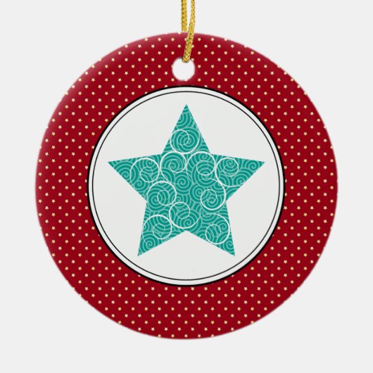 渦巻形のな星の陶磁器のクリスマスオーナメント セラミックオーナメント (正面)