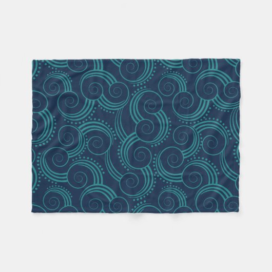 渦巻形のな海洋波 フリースブランケット (正面(横))