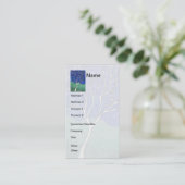 渦巻形のな空が付いている細く白い木 名刺 (スタンド正面)