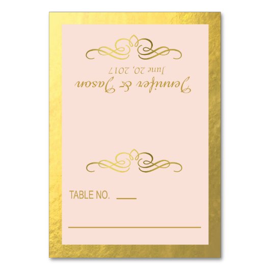 渦巻形のな華麗さの座席表|の金ゴールドの赤面のピンク テーブルナンバー (正面)
