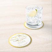 渦巻形のな華麗さの白のフェイクな金ゴールドホイル ラウンドペーパーコースター (インサイチュ)