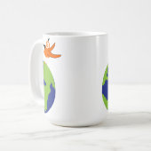 渦巻形のな鳥は地球に優しい地球のための世界を救います コーヒーマグカップ (正面左)