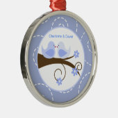 渦巻形のな鳥(青い)カスタムな愛鳥の記念品 メタルオーナメント (右)