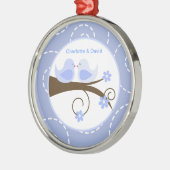 渦巻形のな鳥(青い)カスタムな愛鳥の記念品 メタルオーナメント (左)