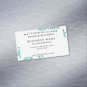 渦巻形のの水彩画のティール（緑がかった色）のウミガメは縞で飾ります マグネット名刺 (インサイチュ)