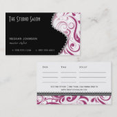 渦巻形のアポイントメント名エレガント刺明るい赤紫色 予約カード (正面/裏面)