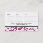 渦巻形のアポイントメント名エレガント刺明るい赤紫色 予約カード (裏面)