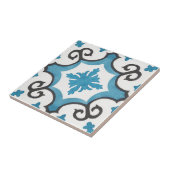 渦巻形のティール(緑がかった色)ブルーのモロッコ地中海のスタイル タイル (側面)