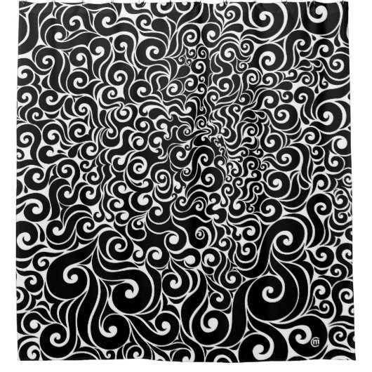 渦巻形のデザイン シャワーカーテン (正面)