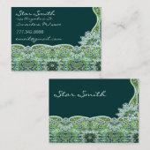 渦巻形のフローラシペイズリー模様のーブルーとライム 名刺 (正面/裏面)