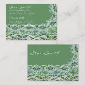 渦巻形のフローラシペイズリー模様のーブルーとライム 名刺 (正面/裏面)