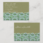 渦巻形のフローラペイズリー模様のセージグリーン 名刺 (正面/裏面)