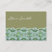 渦巻形のフローラペイズリー模様のセージグリーン 名刺 (裏面)