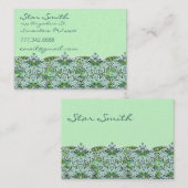 渦巻形のフローラペイズリー模様のセージグリーン 名刺 (正面/裏面)