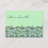 渦巻形のフローラペイズリー模様のセージグリーン 名刺 (裏面)