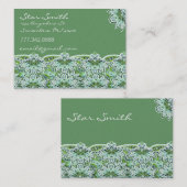 渦巻形のフローラペイズリー模様のセージグリーン 名刺 (正面/裏面)