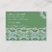 渦巻形のフローラペイズリー模様のセージグリーン 名刺 (正面)