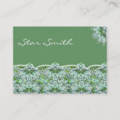 渦巻形のフローラペイズリー模様のセージグリーン 名刺 (裏面)