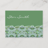 渦巻形のフローラペイズリー模様のセージグリーン 名刺 (裏面)