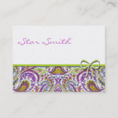 渦巻形のフローラペイズリー模様のラズベリー及びライム 名刺 (裏面)