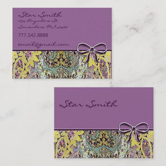 渦巻形のフローラヴィンテージペイズリー 名刺 (正面/裏面)