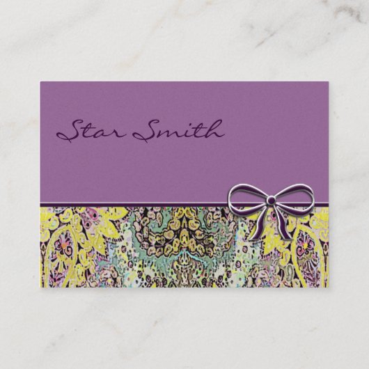 渦巻形のフローラヴィンテージペイズリー 名刺 (裏面)