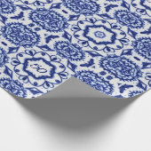 渦巻形のフローラ誕生日エージエレガント – 青と白 ラッピングペーパー (角)