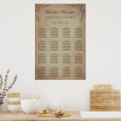 渦巻形のヴィンテージ |の結婚座席表16表 ポスター (キッチン)