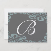 渦巻形の写真の結婚レポンスカードブルーブラウン 出欠カード (裏面)