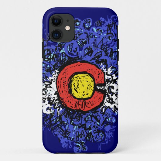 渦巻形の抽象芸術コロラド州旗 Case-Mate iPhoneケース (裏面)