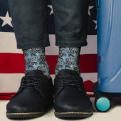 渦巻形の抽象芸術パターンデザインパウダーブルーアート ソックス