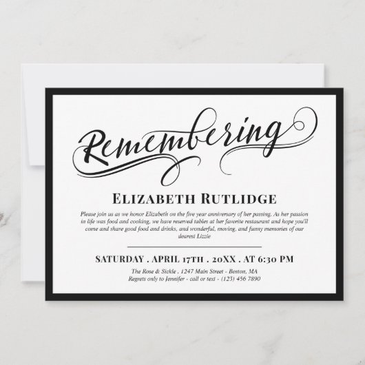 渦巻形の白黒命日を思い出す 招待状 (正面)